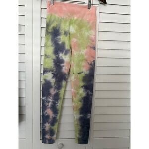 So Lounge Life 7/8 Legging Tie Dye XS High Rise Stretch‎ Pink Green Blue